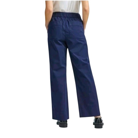 Everlane The Easy Pant Organic Cotton Pull-On Straight Leg Navy Size 12 #1659 - Picture 2 of 8